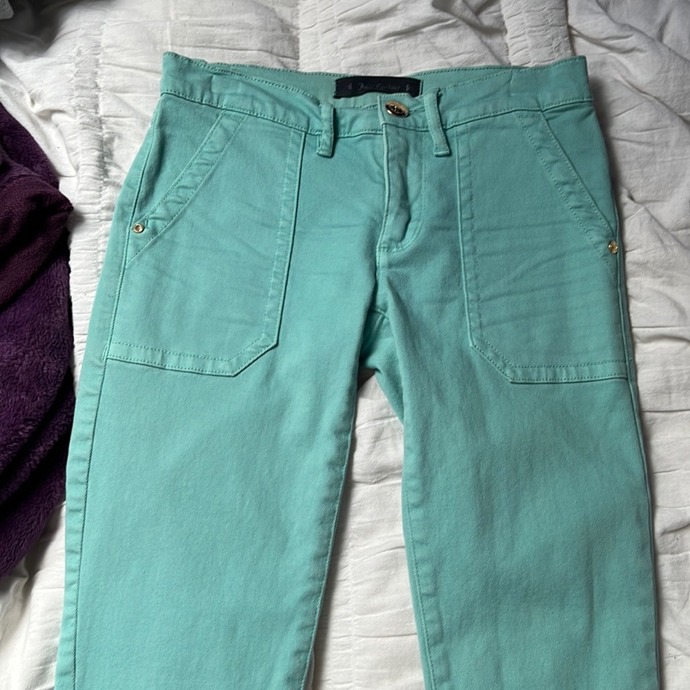 Juicy Couture teal straight crop jeans